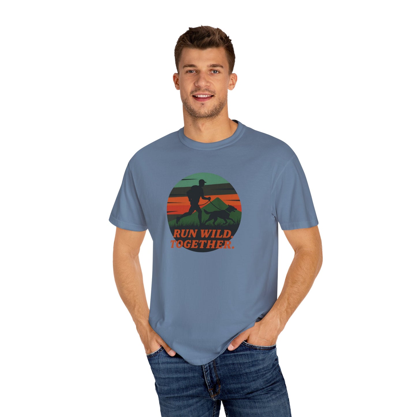 Canicross - Unisex Garment-Dyed T-Shirt - Run Wild Together Adventure Tee