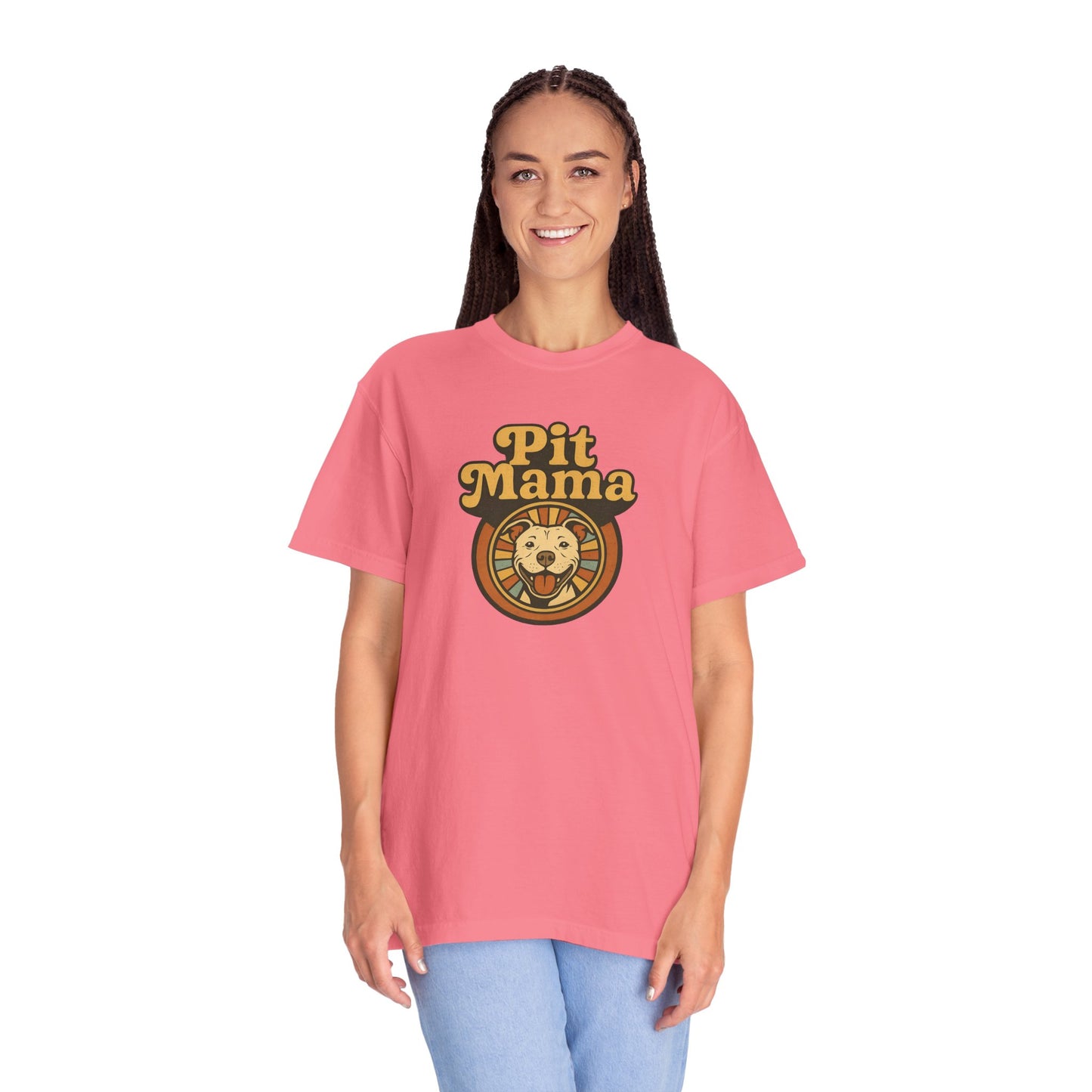 Pit Mama Unisex Garment-Dyed T-shirt | Perfect for Dog Lovers, Animal Advocates, Casual Wear, Mother's Day Gift, Pet Enthusiasts