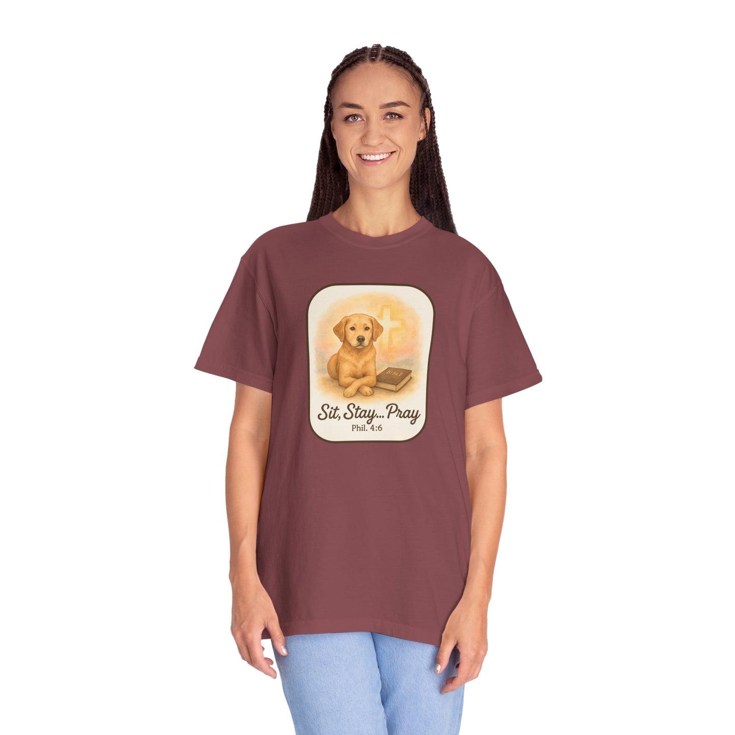 Faith-Inspired Dog Lovers T-Shirt, Unisex Tee, Gift for Pet Owners, Friendship Apparel, Casual Church Wear, Stay Pray Dog Design