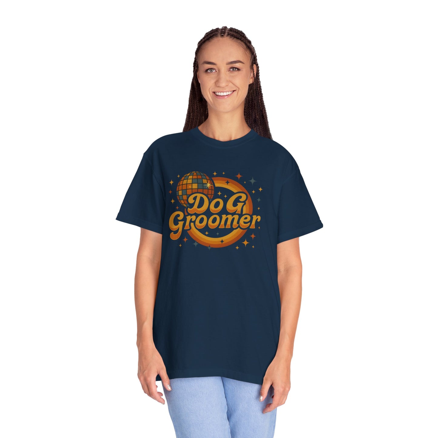 Disco Dog Groomer Unisex Garment-Dyed T-Shirt - Fun Pet Grooming Tee for Dog Lovers