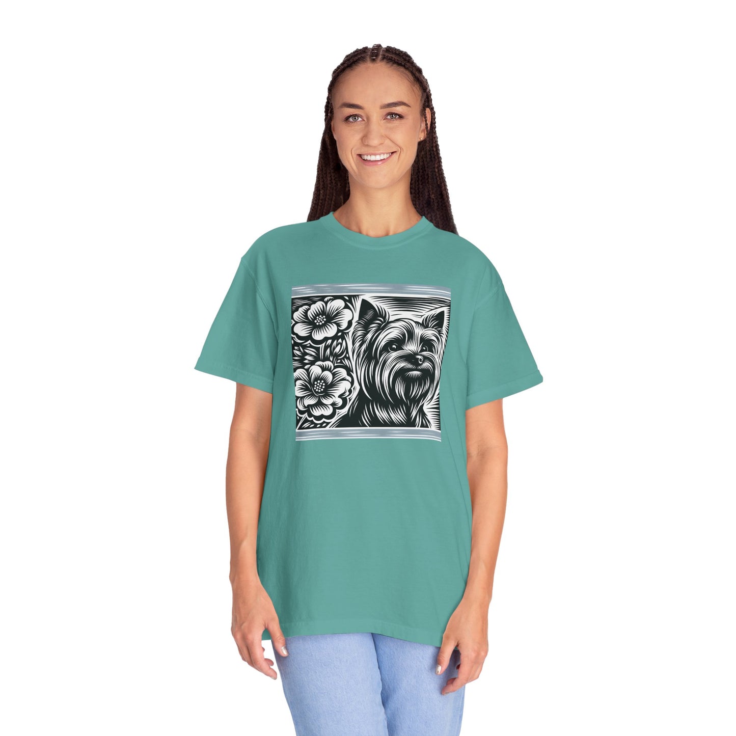 Cute Yorkie Floral T-Shirt for Dog Lovers