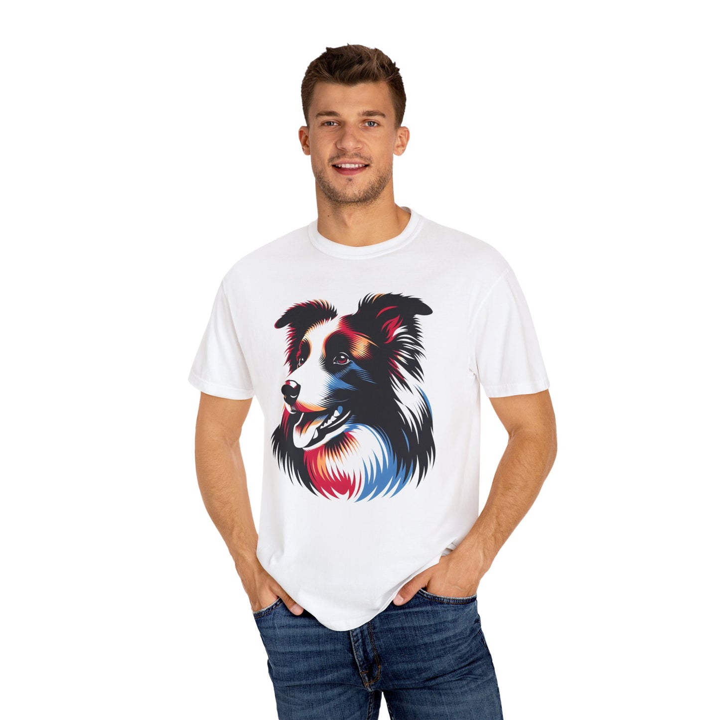⚡ Brain & Beauty – Colorful Border Collie Tee