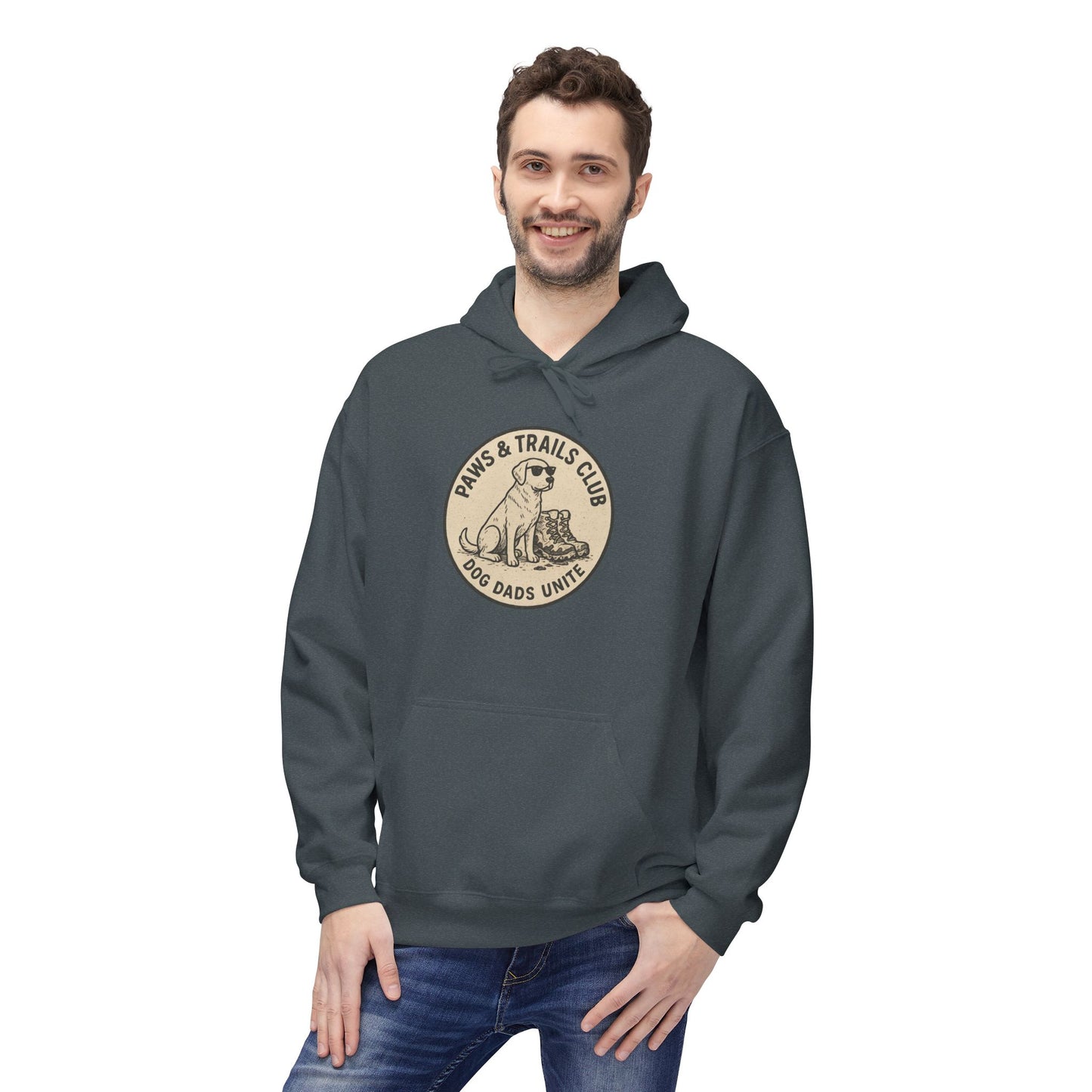 Dog Dad Fleece Hoodie, Unisex Softstyle Hooded Sweatshirt, Perfect Gift for Dog Lovers, Comfortable and Stylish