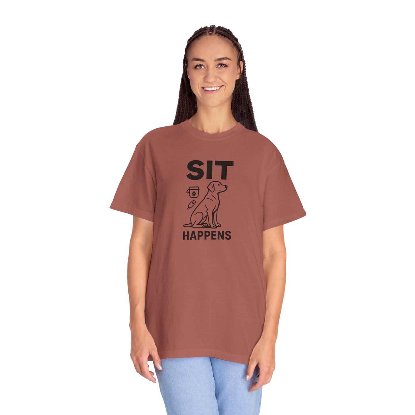 Dog Lovers Unisex T-Shirt - 'Sit Happens' Graphic Tee, Gift for Dog Owners, Pet Lovers, Casual Wear, Funny Dog Shirt
