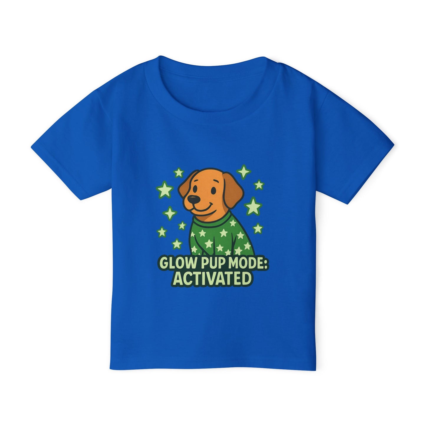 Glow Pup Mode Toddler T-Shirt, Cute Dog Shirt, Kids Graphic Tee, Pet Lover Gift, Playful Toddler Clothing