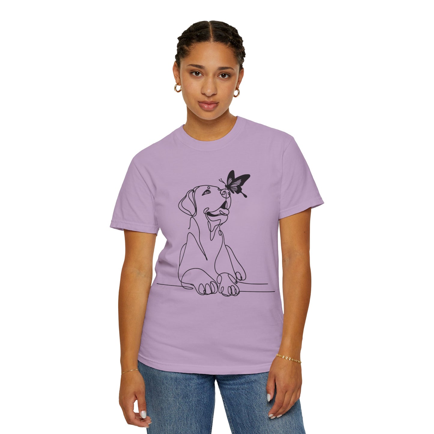 Adorable Dog and Butterfly T-Shirt, Cute Pet Tee, Dog Lover Gift, Casual Wear, Animal Lover Apparel, Birthday Gift for Dog Owners