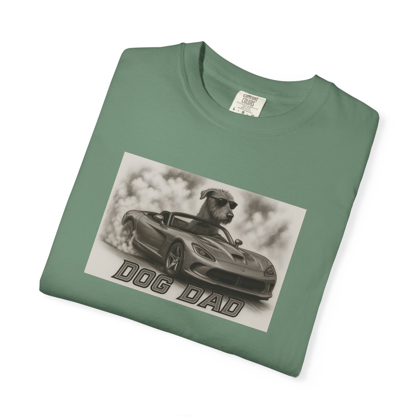 Dog Dad - Irish Wolfhound - Cool Dogs in Cool Cars T-Shirt Collection | Funny Dog Lover Apparel for Men