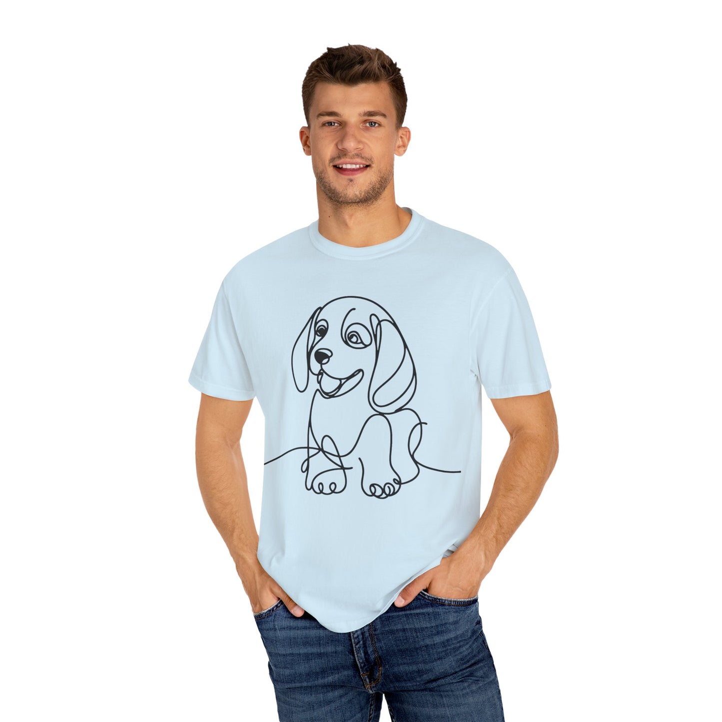 I๐ถ Nose First โ Minimalist Beagle Line Art Tee - Cute Dog Line Art Unisex T-Shirt