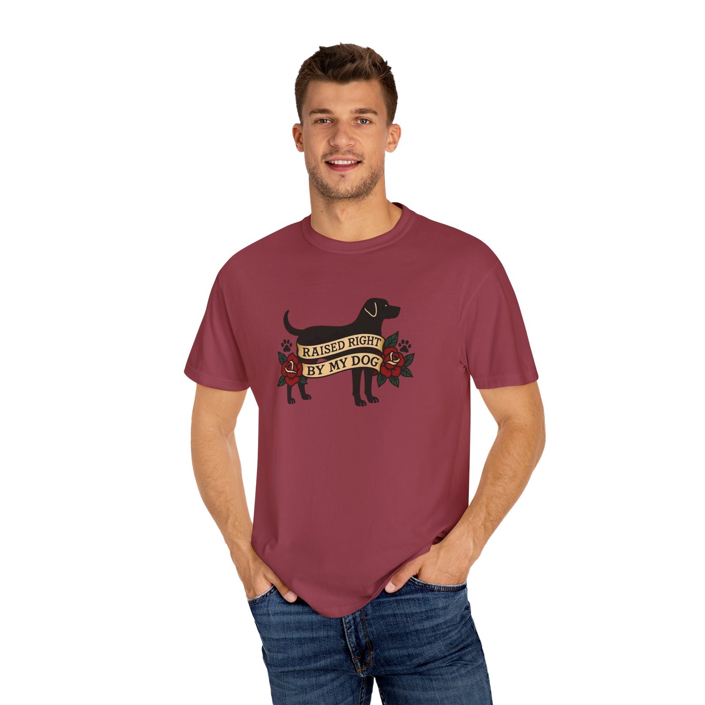 Raised Right by My Dog Tee, Unisex Pet-Themed Apparel, Gift for Dog Owners, Cute Canine Shirt