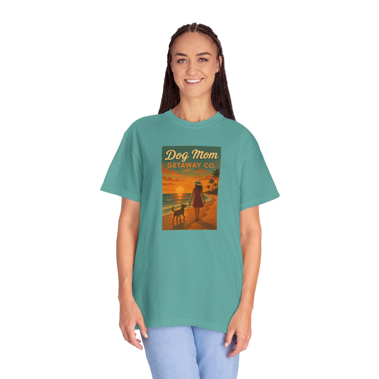 Dog Mom Sunset Tee, Unisex T-Shirt, Dog Lover Gift, Summer Vacation Shirt, Pet Parent Apparel, Casual Everyday Wear