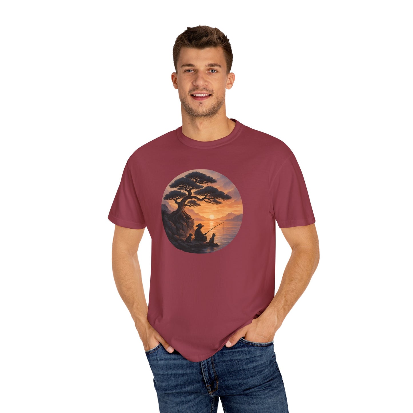 Vintage Sunset Fisherman Unisex T-shirt