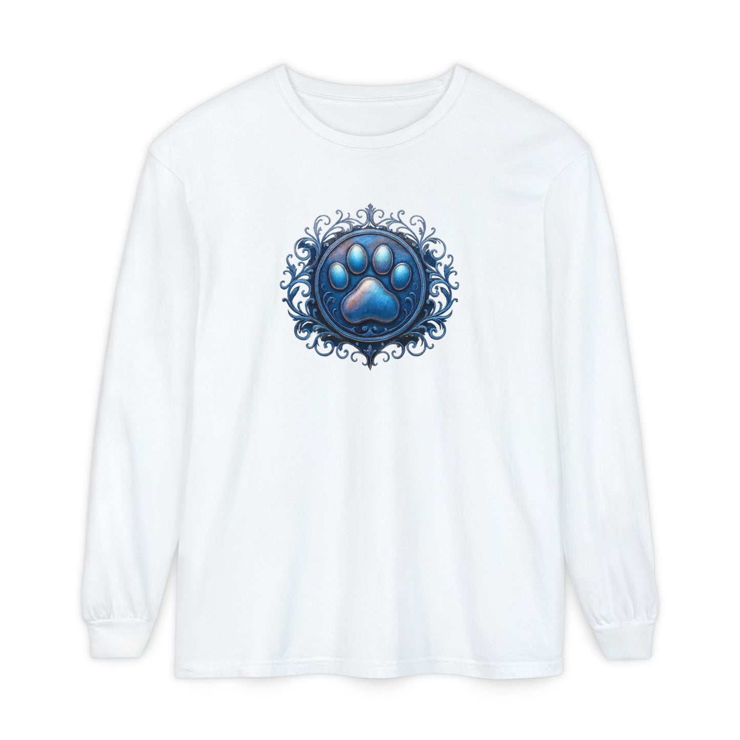Paw Print Long Sleeve T-Shirt for Pet Lovers | Cozy Gift for Animal Enthusiasts, Casual Wear, Dog Mom Gift, Unique Pet Tee, Everyday Fashion