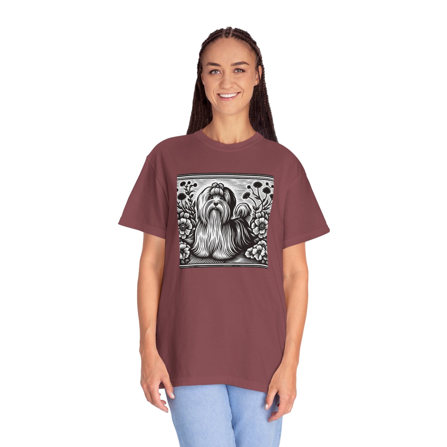 Havanese - Unisex Garment-Dyed T-shirt with Floral Dog Design - Perfect for Pet Lovers