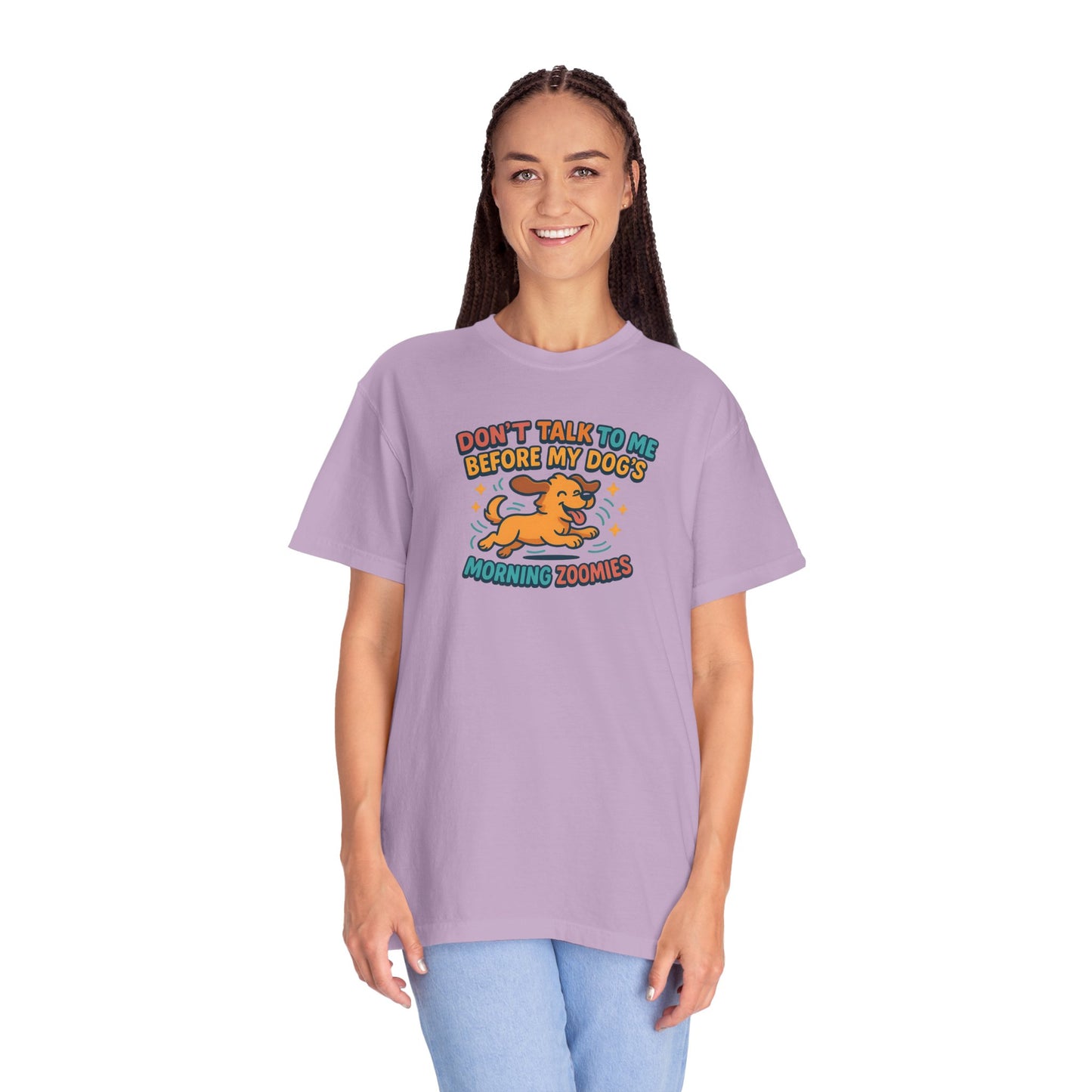 Dog Mom Unisex T-shirt - Don't Talk to Me Before My Dogs Morning Zoomies