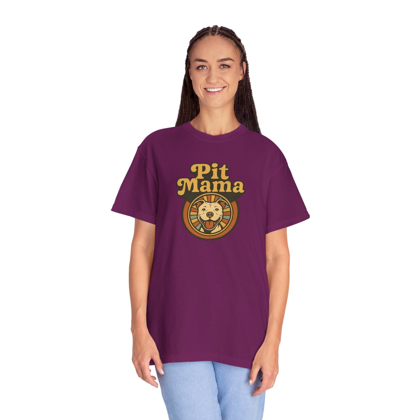 Pit Mama Unisex Garment-Dyed T-shirt | Perfect for Dog Lovers, Animal Advocates, Casual Wear, Mother's Day Gift, Pet Enthusiasts