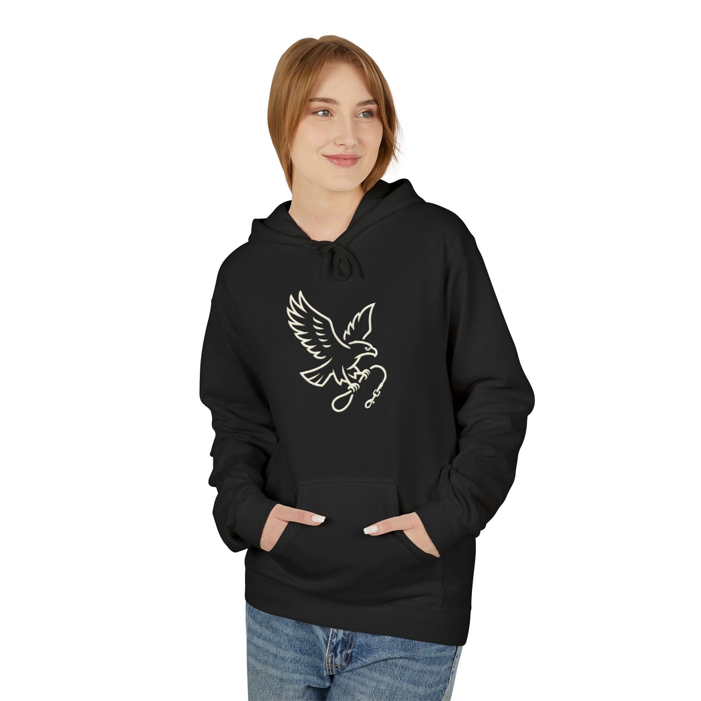 Stylish Unisex Fleece Hoodie with Unique Bird Design, Cozy Pullover, Casual Wear, Gift for Nature Lovers, Perfect for Fall