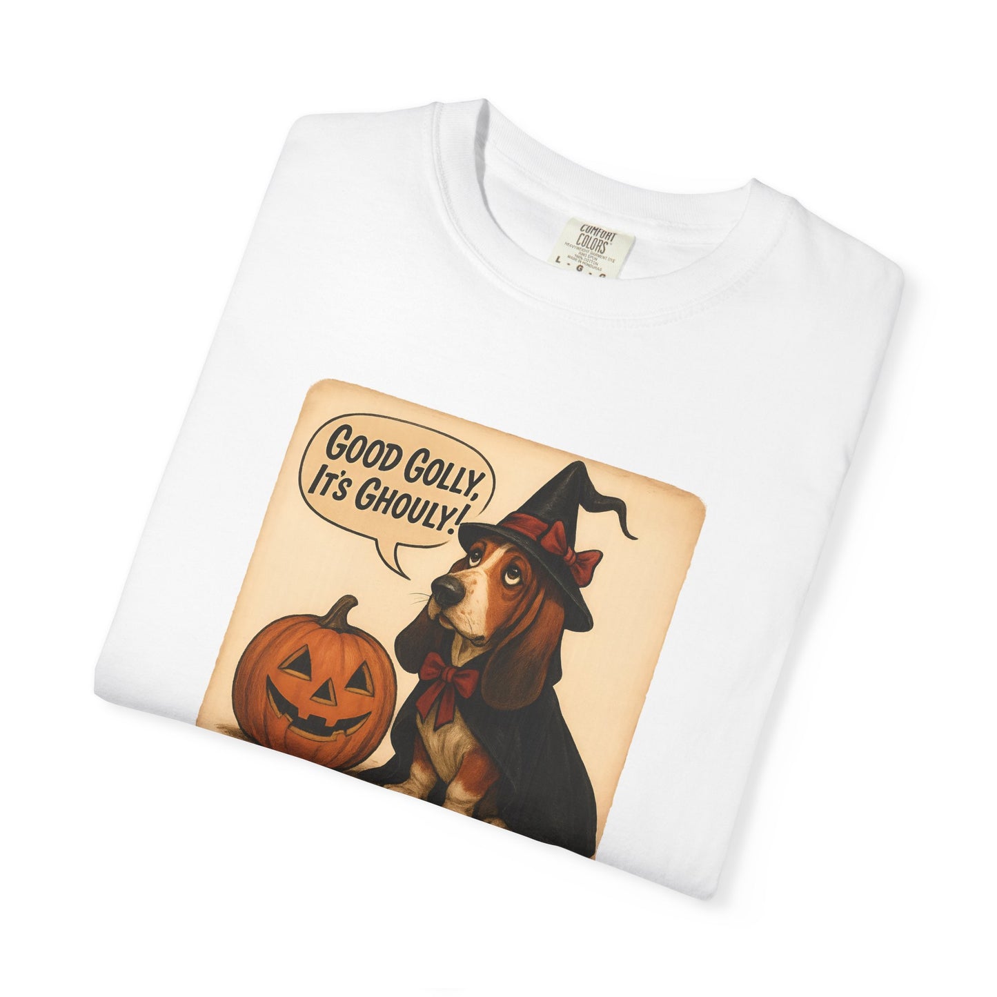 Halloween-Themed Unisex T-Shirt, Whimsical Dog Design, Cute Witch Shirt, Fall Fashion Top, Trick or Treat Apparel