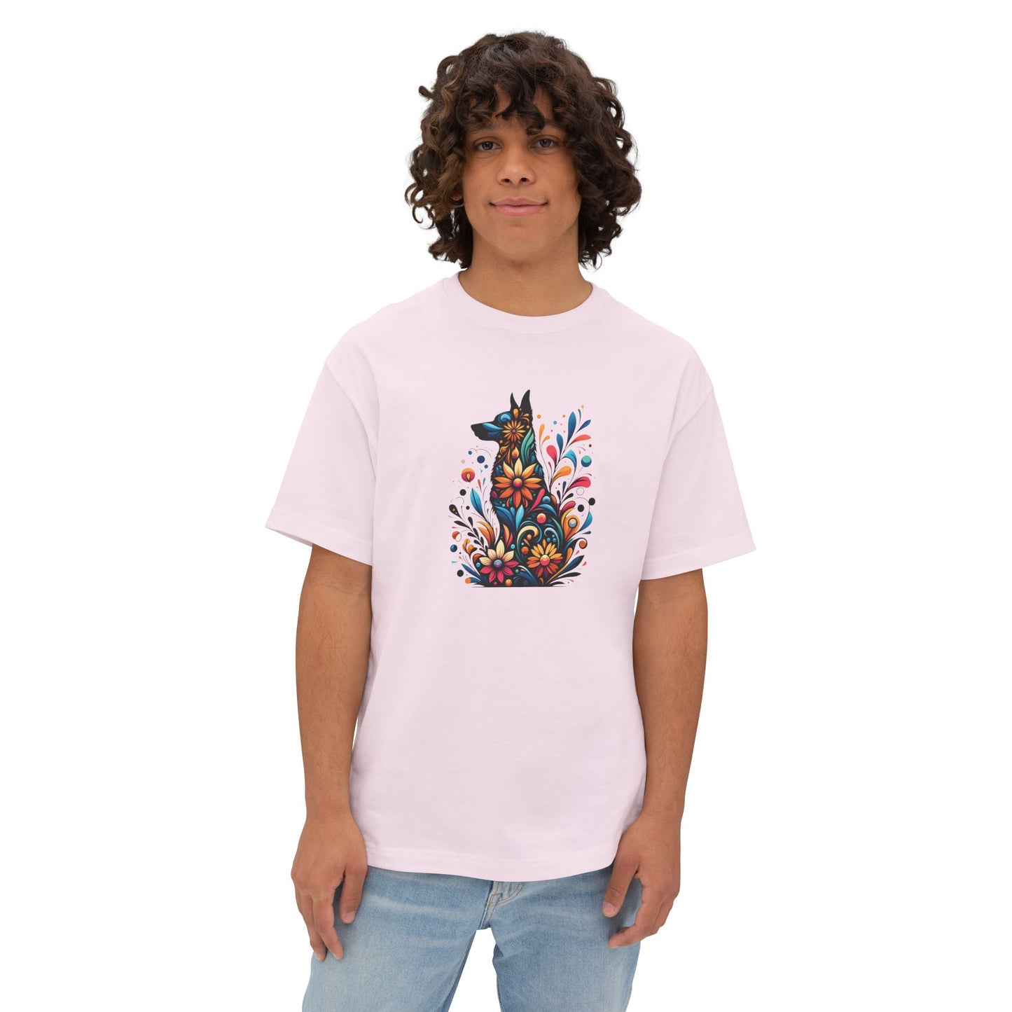 Floral German Shepard Oversized Tee – Unisex Graphic T-Shirt for Pet Lovers