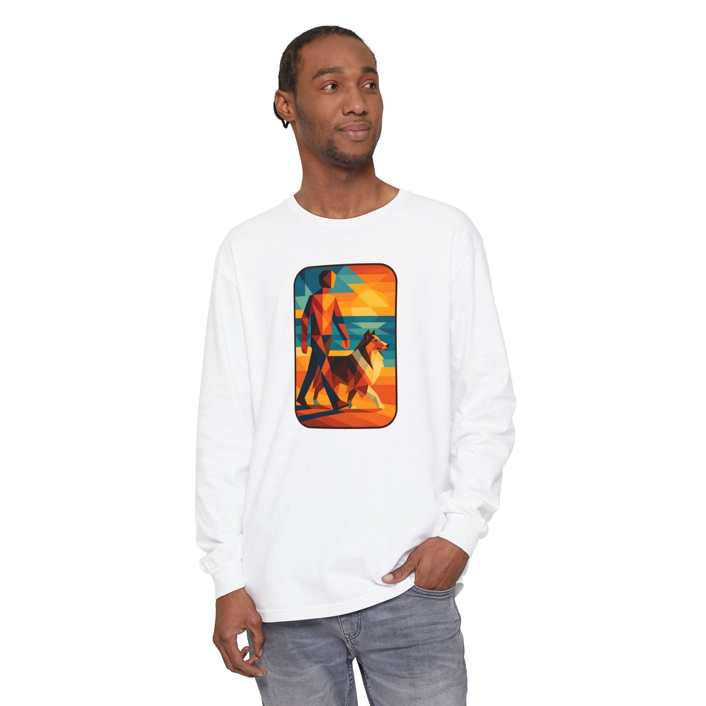 Vibrant Dog Walking Design, Unisex Shirt, Gift for Pet Lovers, Beach Vibe T-Shirt, Cozy Everyday Wear