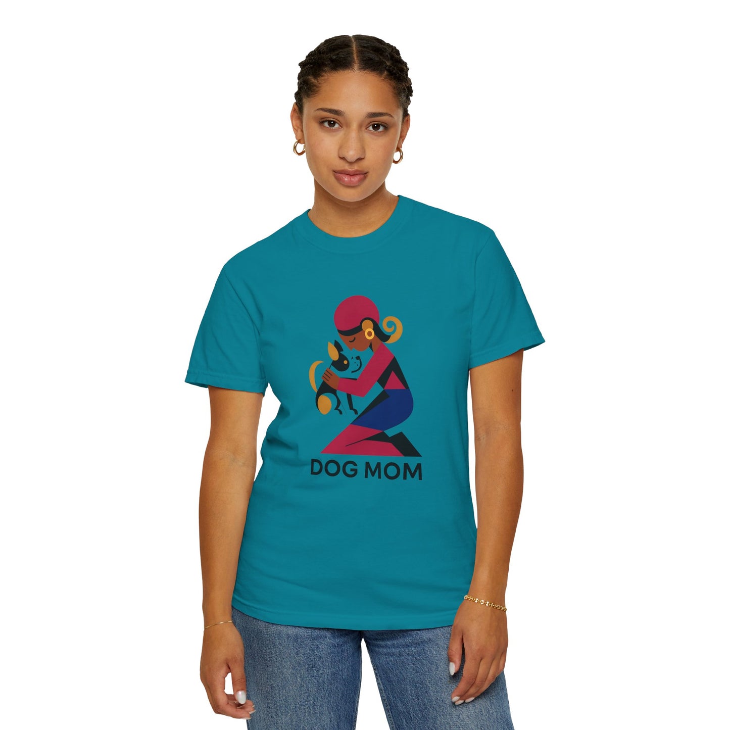 Dog Mom Garment-Dyed T-Shirt, Gift for Dog Lovers, Casual Wear, Pet Owner Apparel, Mother's Day Gift, Animal Lover Tee