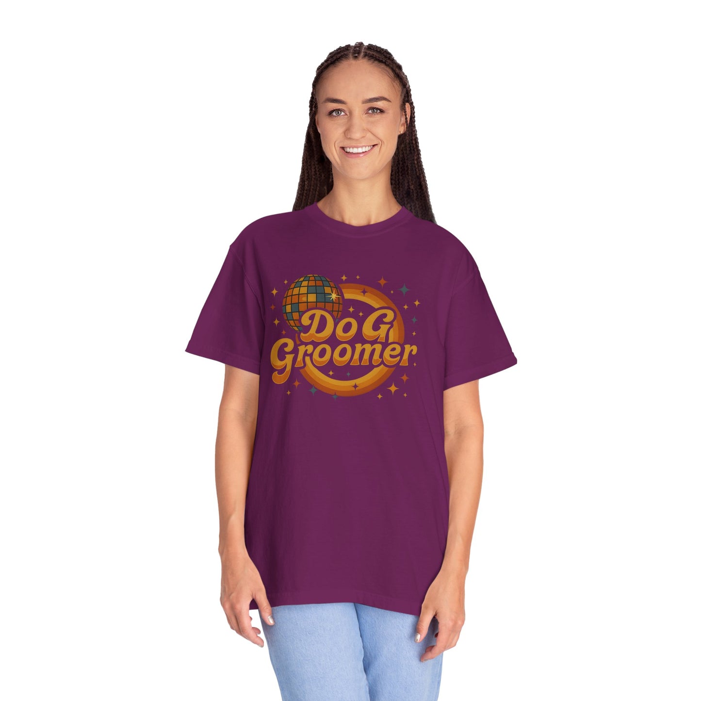 Disco Dog Groomer Unisex Garment-Dyed T-Shirt - Fun Pet Grooming Tee for Dog Lovers