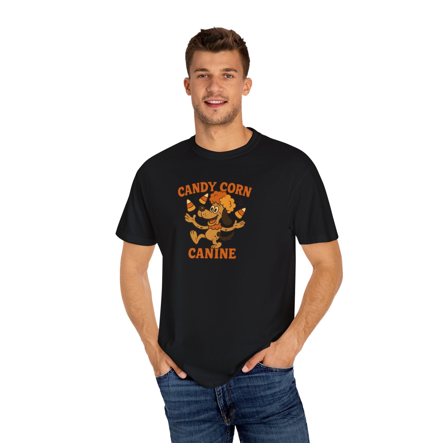 Candy Corn Canine T-shirt, Unisex Fall Tee, Halloween Apparel, Pet Lover Gift, Autumn Fashion, Graphic Shirt