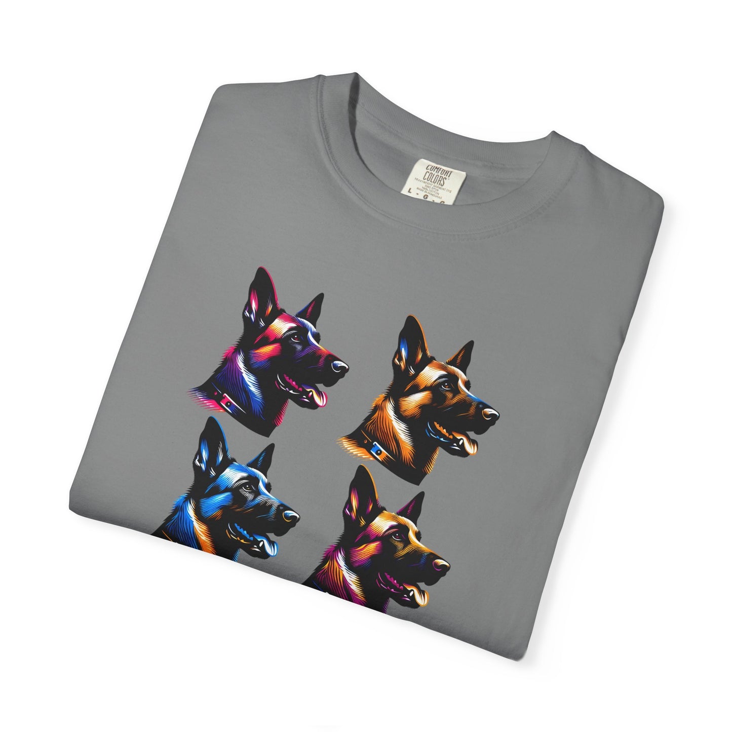 Colorful Belgium Malinois Portrait Unisex Garment-Dyed T-Shirt