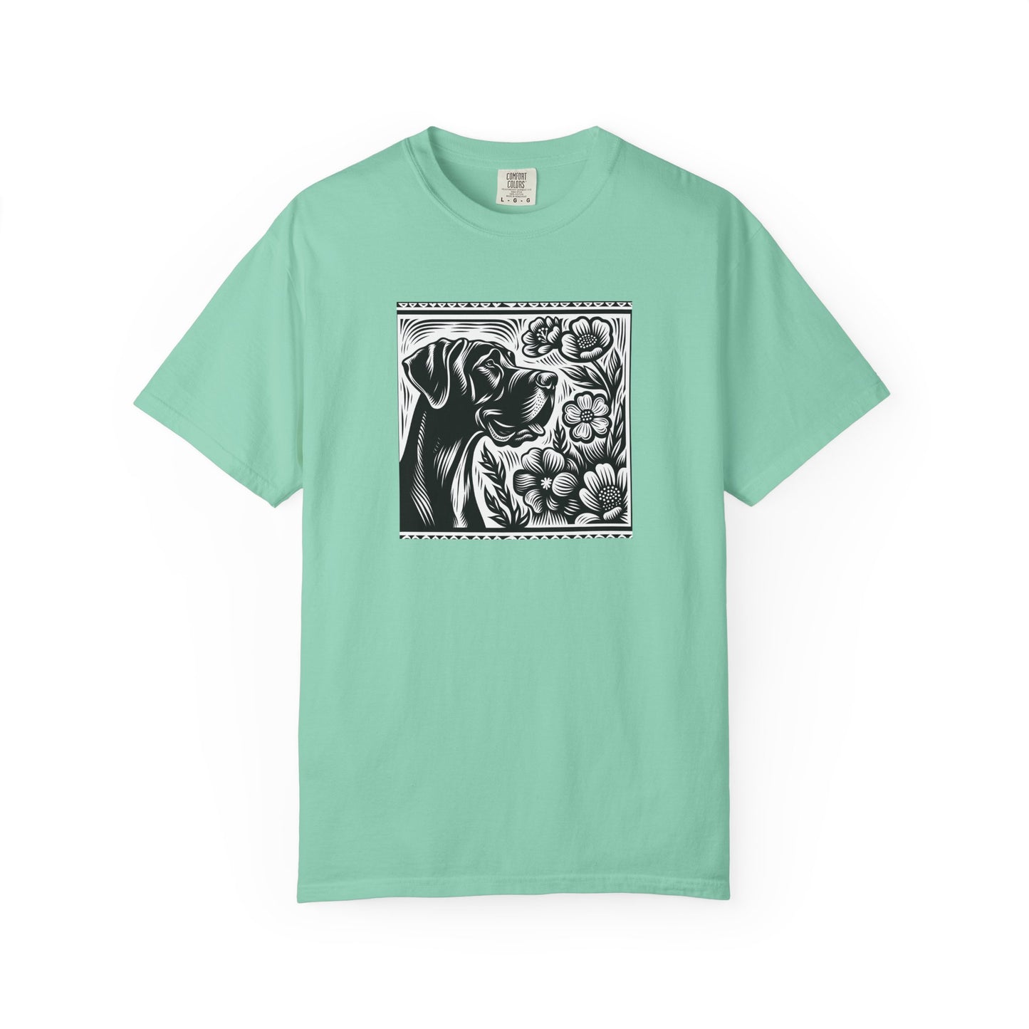 Great Dane Dog Lover's Floral Print T-Shirt | Unisex Garment-Dyed Tee