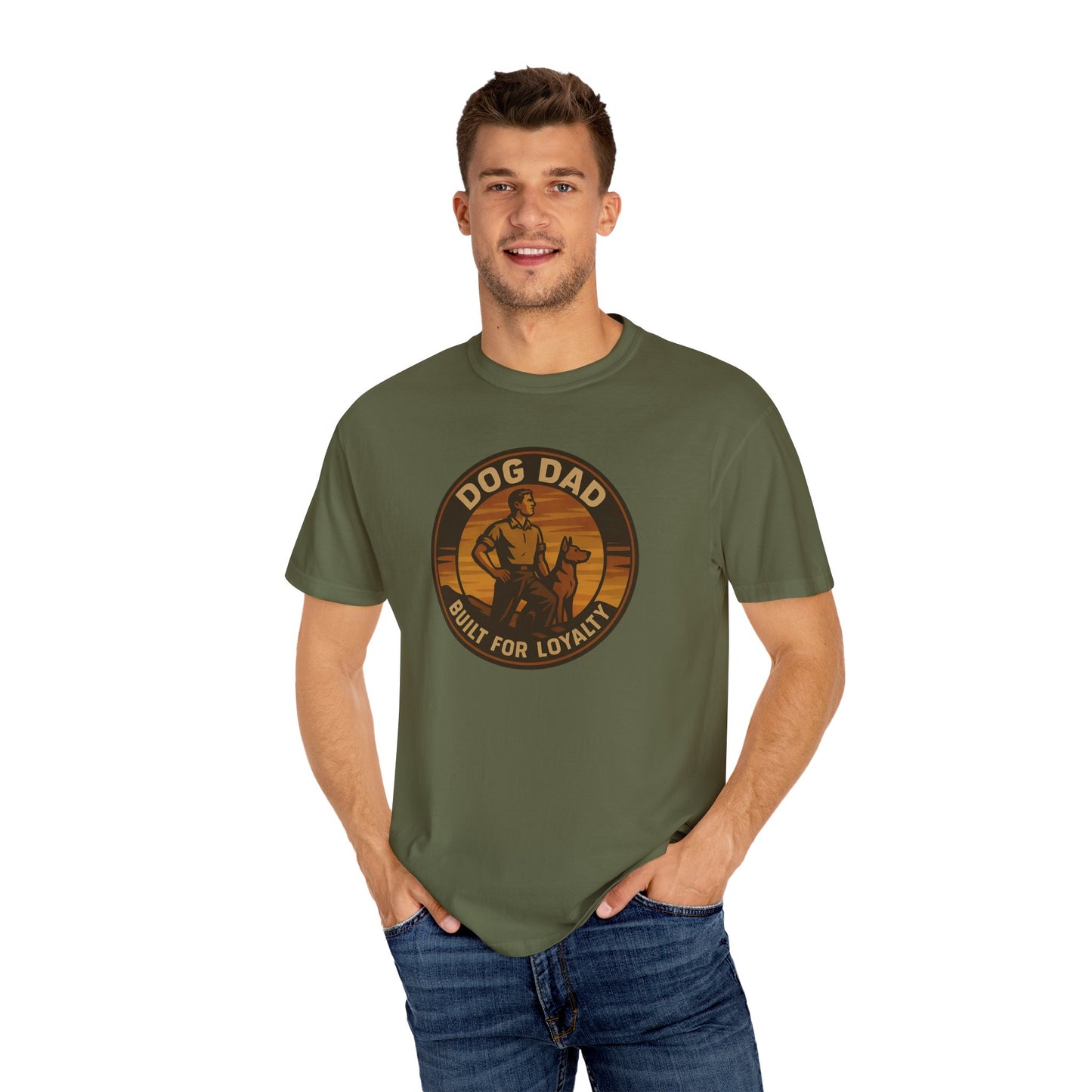 Dog Dad Garment-Dyed T-Shirt, Perfect for Pet Lovers, Gifts for Father's Day, Casual Wear, Outdoor Activities