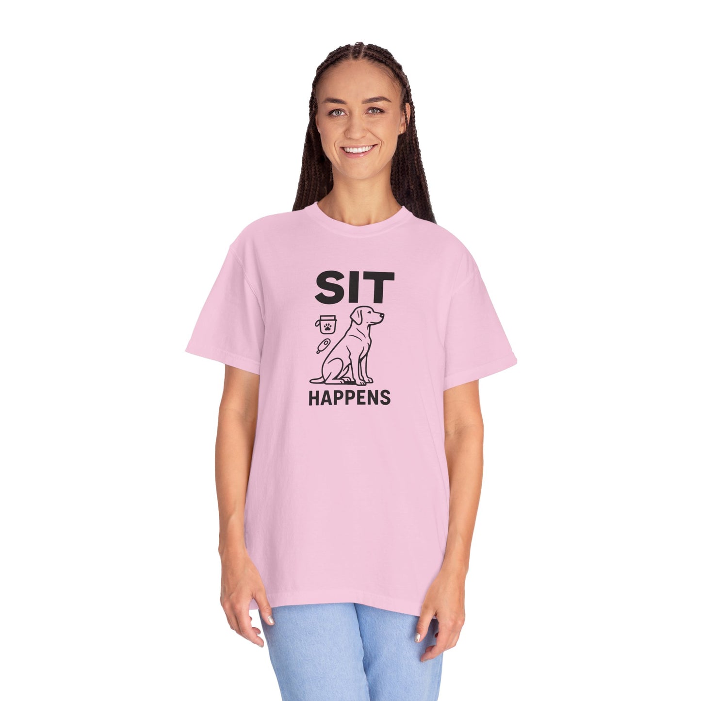 Dog Lovers Unisex T-Shirt - 'Sit Happens' Graphic Tee, Gift for Dog Owners, Pet Lovers, Casual Wear, Funny Dog Shirt