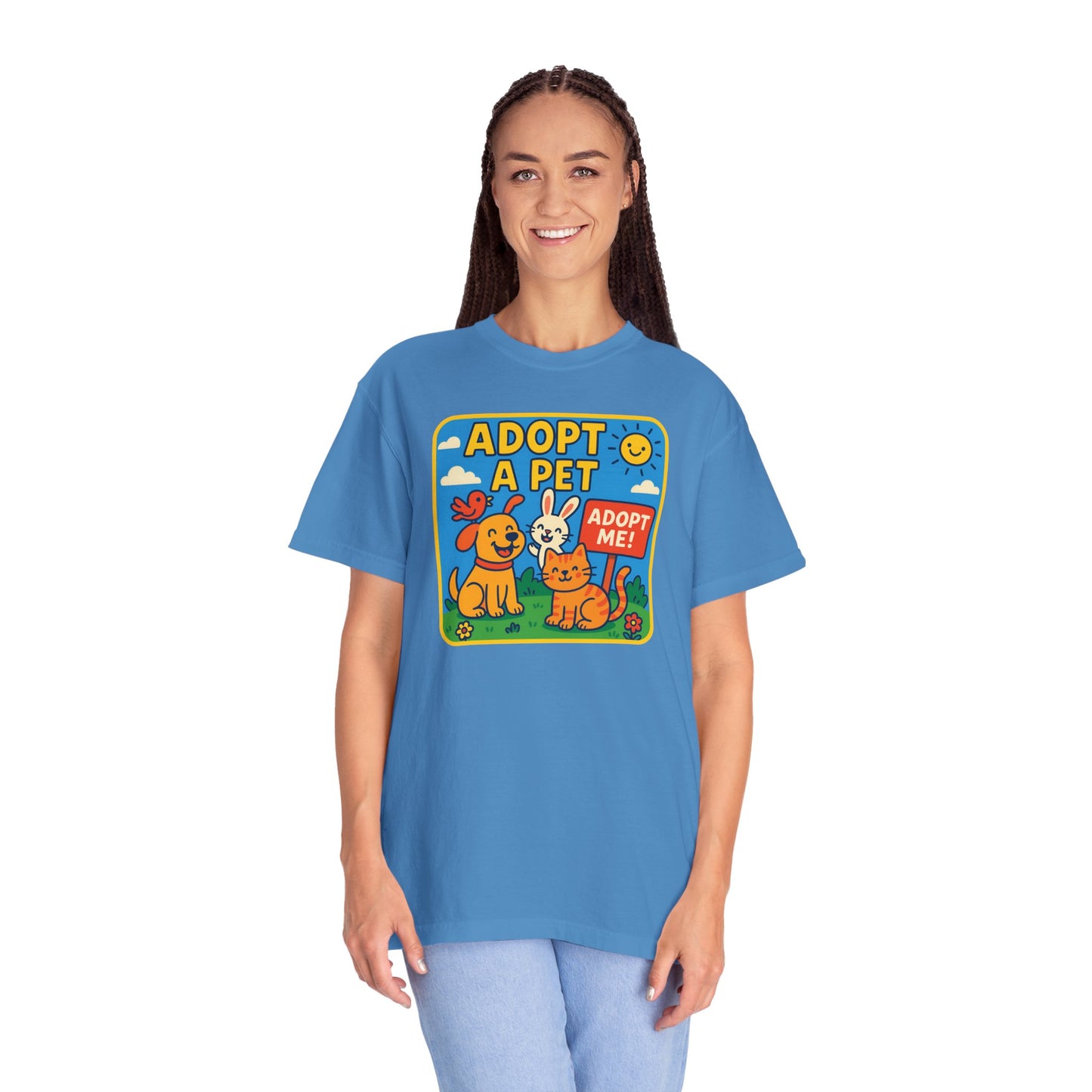 Adopt a Pet T-Shirt - Unisex Garment-Dyed Tee for Animal Lovers