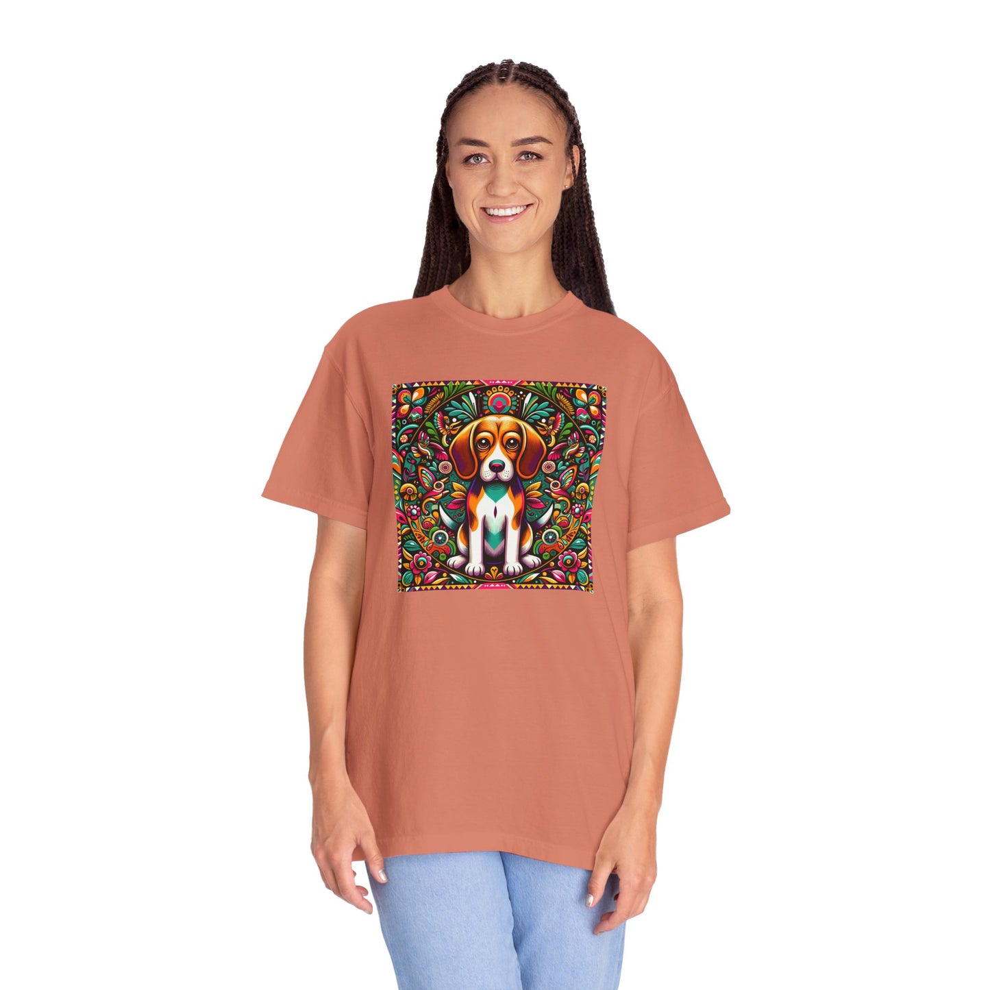 Vibrant Dog Art Unisex Garment-Dyed T-Shirt | Colorful Canine Design