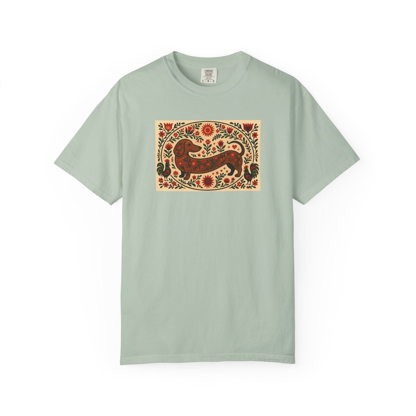 Artistic Garment-Dyed Unisex T-Shirt - Handcrafted Floral Design