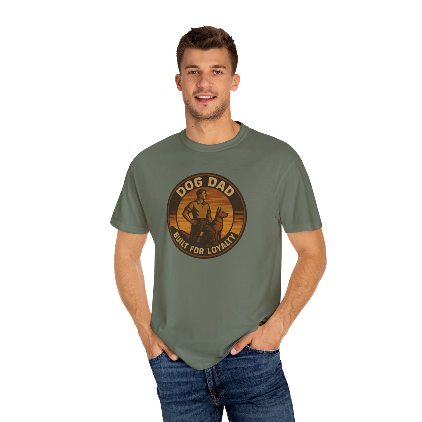 Dog Dad Garment-Dyed T-Shirt, Perfect for Pet Lovers, Gifts for Father's Day, Casual Wear, Outdoor Activities