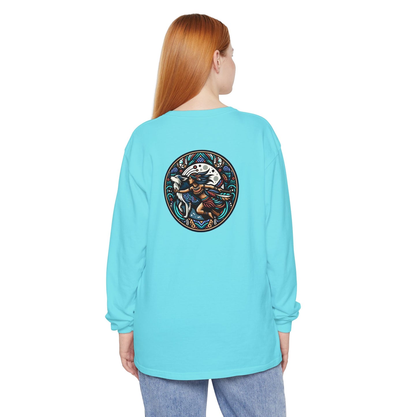 Mystical Indian Princess and a Wolf Long sleeve Tee