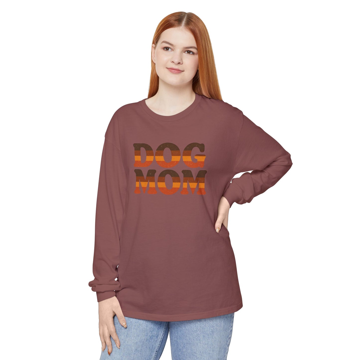 Dog Mom Long Sleeve Tee, Perfect Gift for Dog Lovers, Casual Wear, Pet-Themed Apparel, Great for Birthdays or Holidays