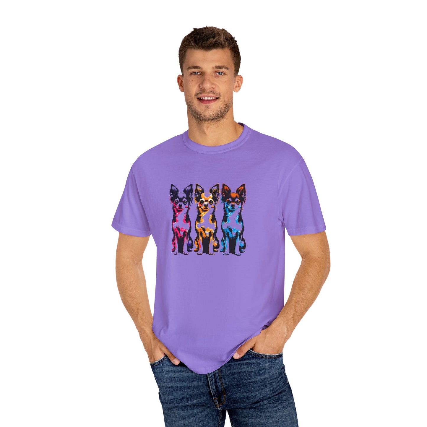 Colorful Chihuahua T-Shirt - Fun & Stylish Unisex Garment-Dyed Tee