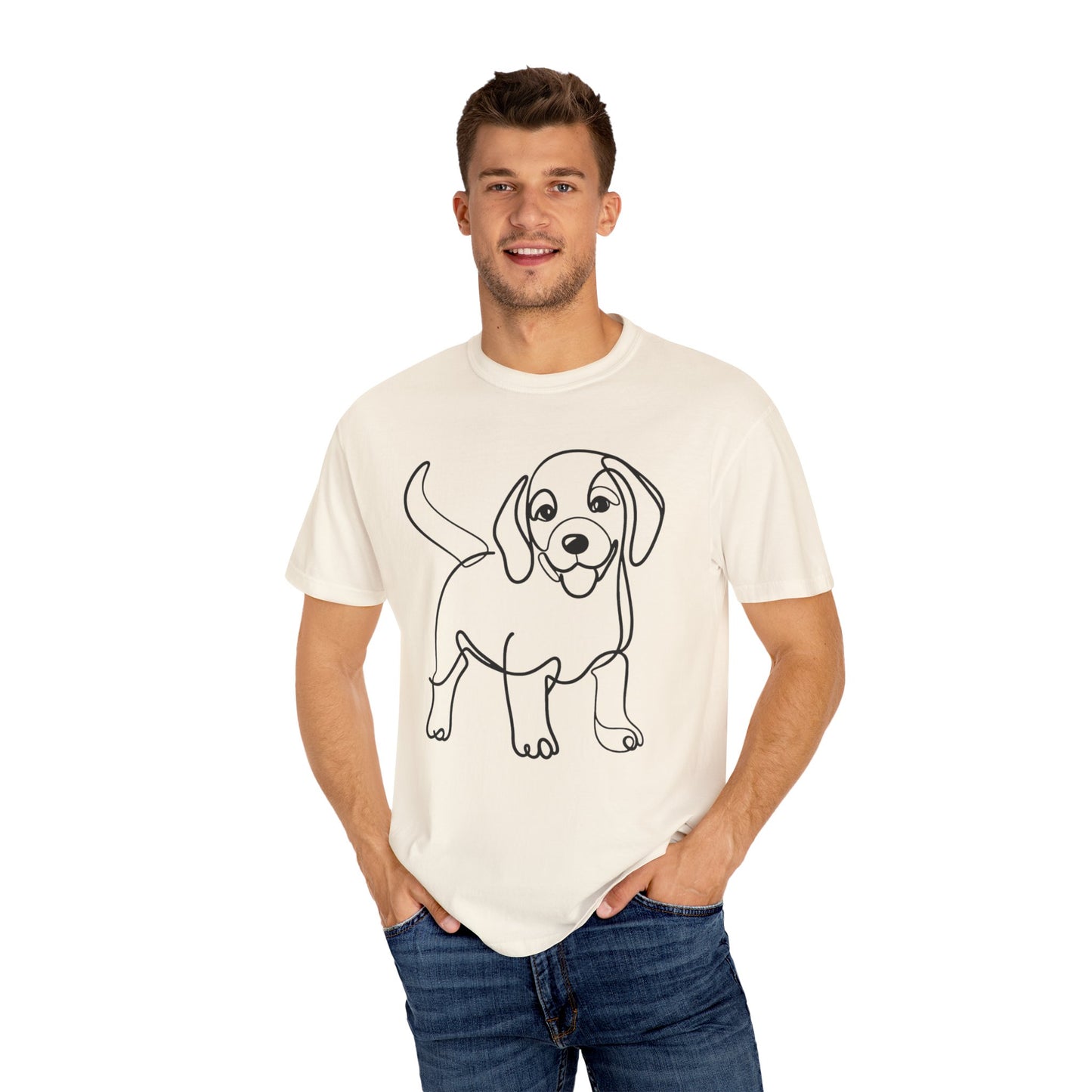 I๐ถ Nose First โ Minimalist Beagle Line Art Tee - Perfect for Dog Lovers