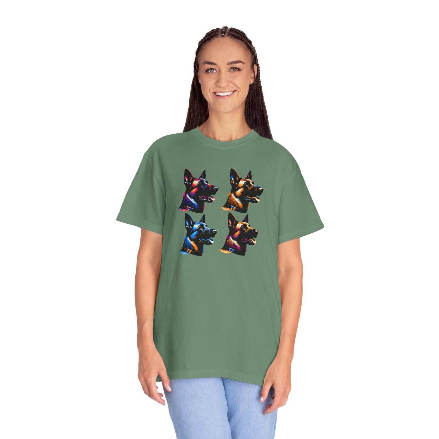 Colorful Belgium Malinois Portrait Unisex Garment-Dyed T-Shirt