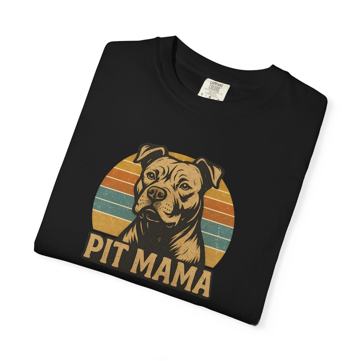 Retro Pit Mama T-Shirt | Garment-Dyed Tee for Dog Lovers | Perfect for Casual Wear, Gifts, Birthdays, Pet Celebrations, Dog Adoption Events