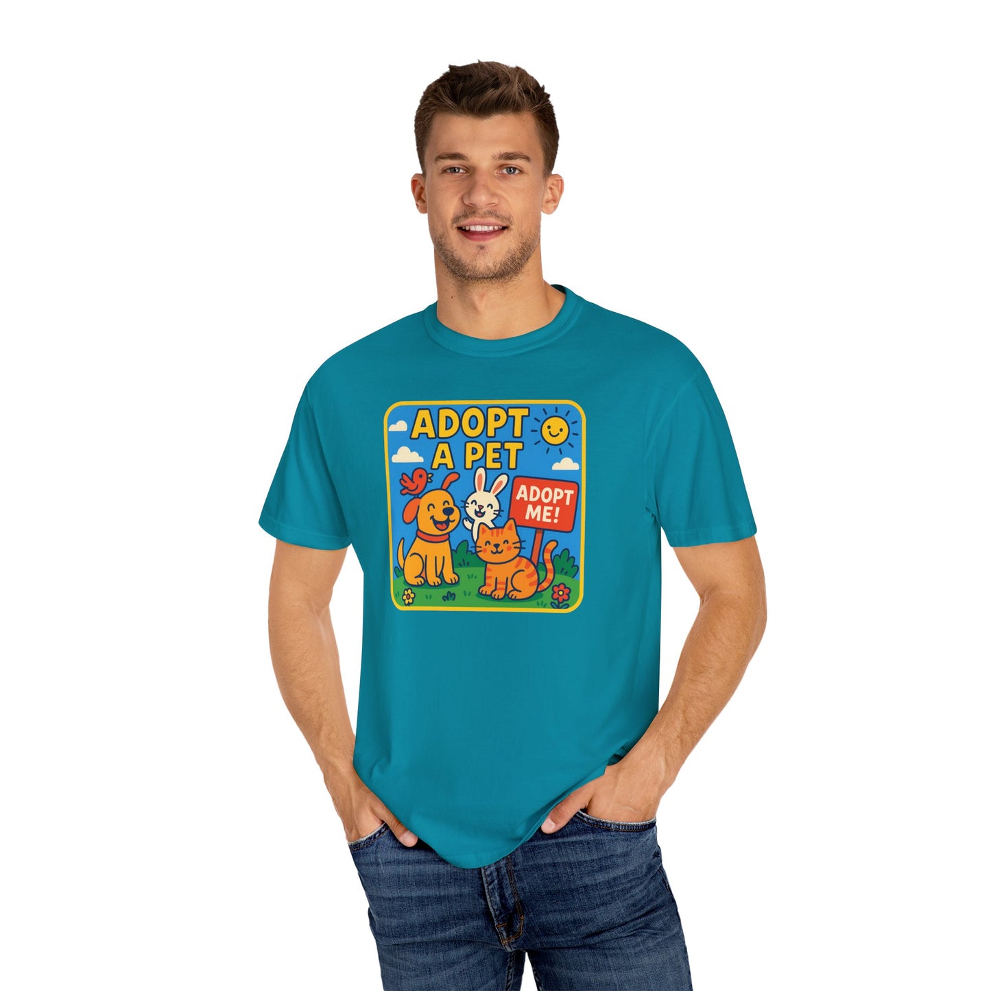 Adopt a Pet T-Shirt - Unisex Garment-Dyed Tee for Animal Lovers