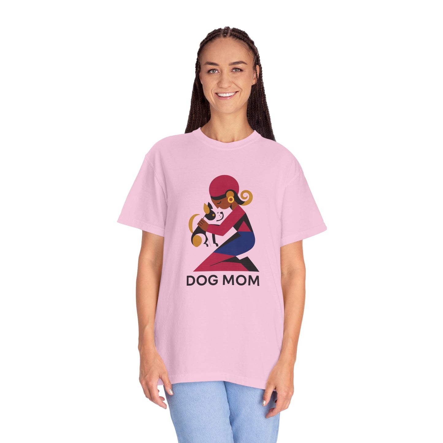 Dog Mom Garment-Dyed T-Shirt, Gift for Dog Lovers, Casual Wear, Pet Owner Apparel, Mother's Day Gift, Animal Lover Tee