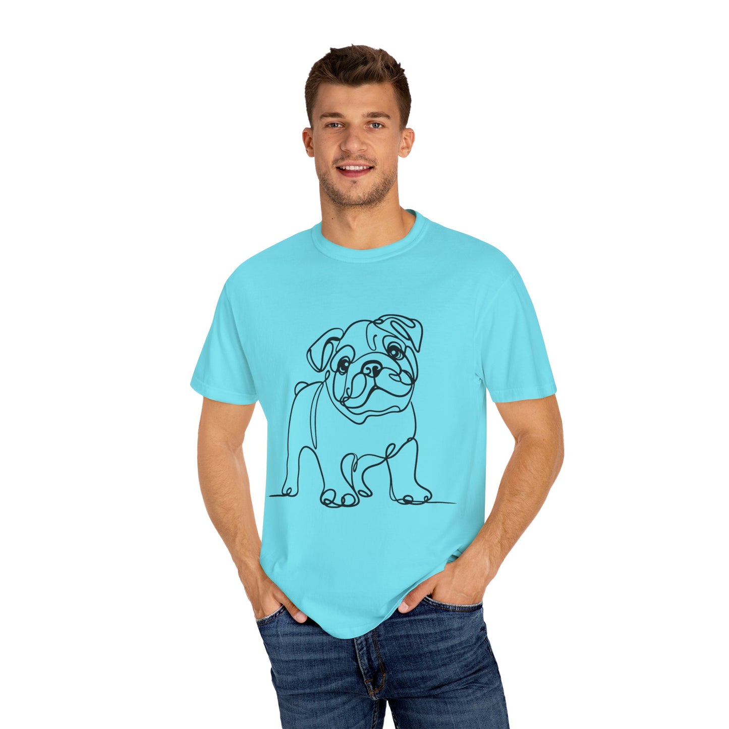 Unisex Garment-Dyed T-shirt with Minimalist Bulldog Design