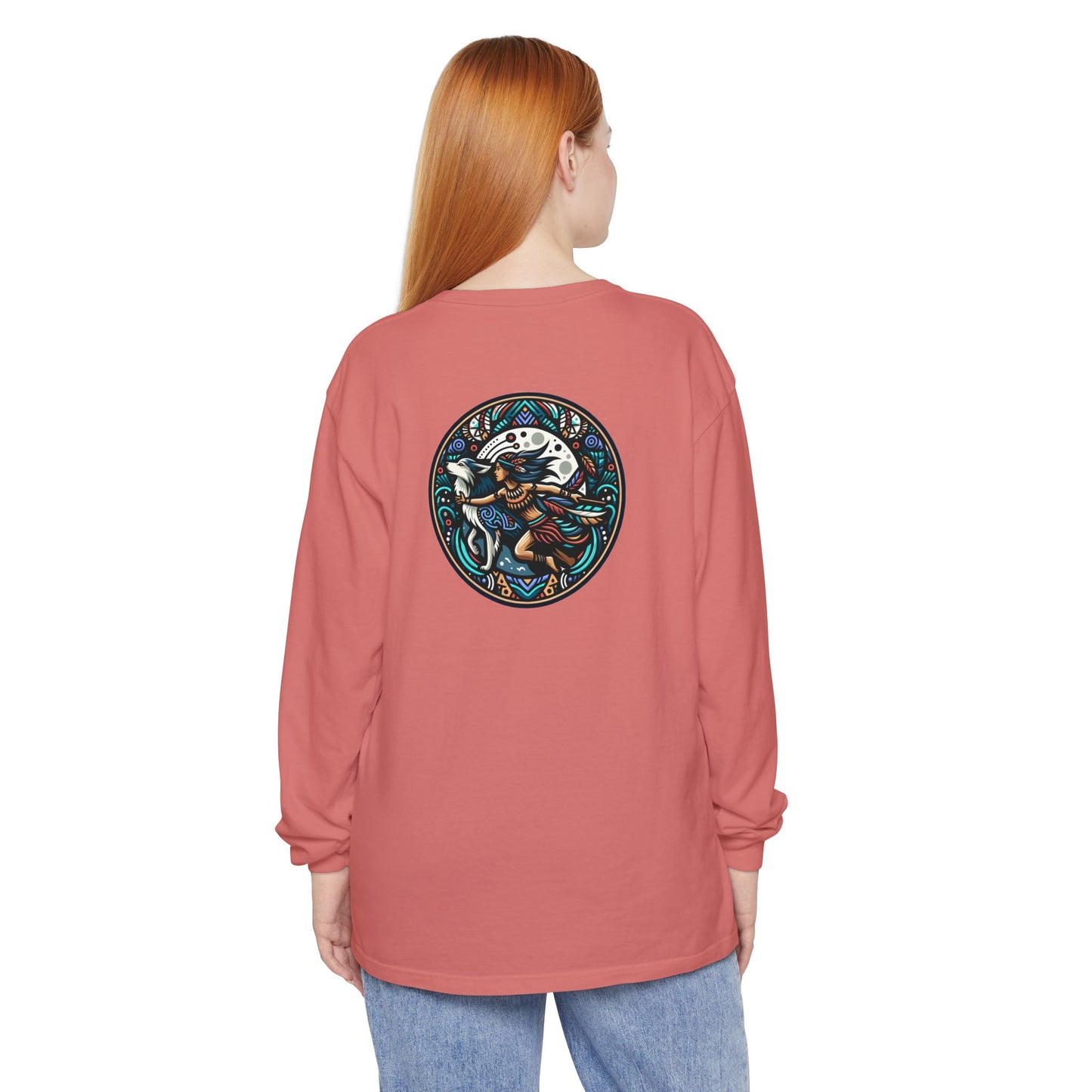 Mystical Indian Princess and a Wolf Long sleeve Tee
