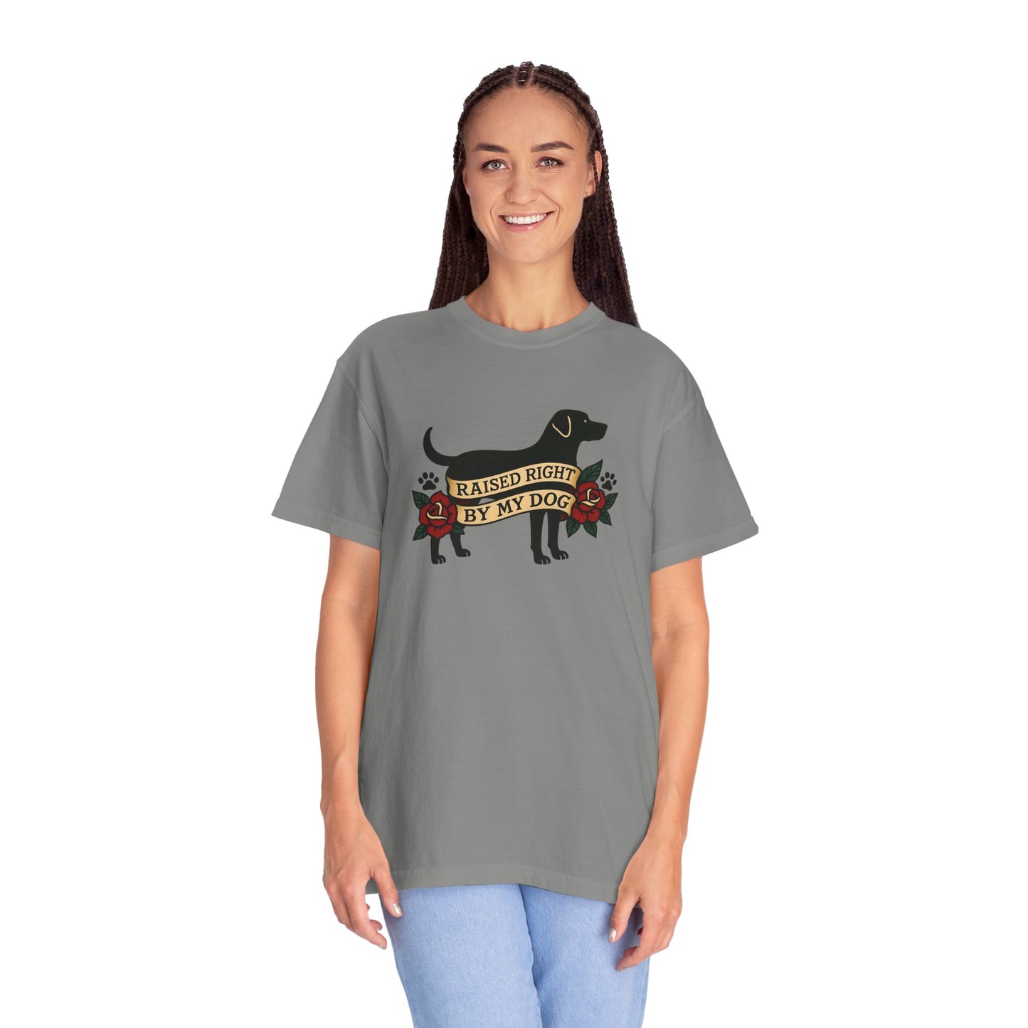 Raised Right by My Dog Tee, Unisex Pet-Themed Apparel, Gift for Dog Owners, Cute Canine Shirt