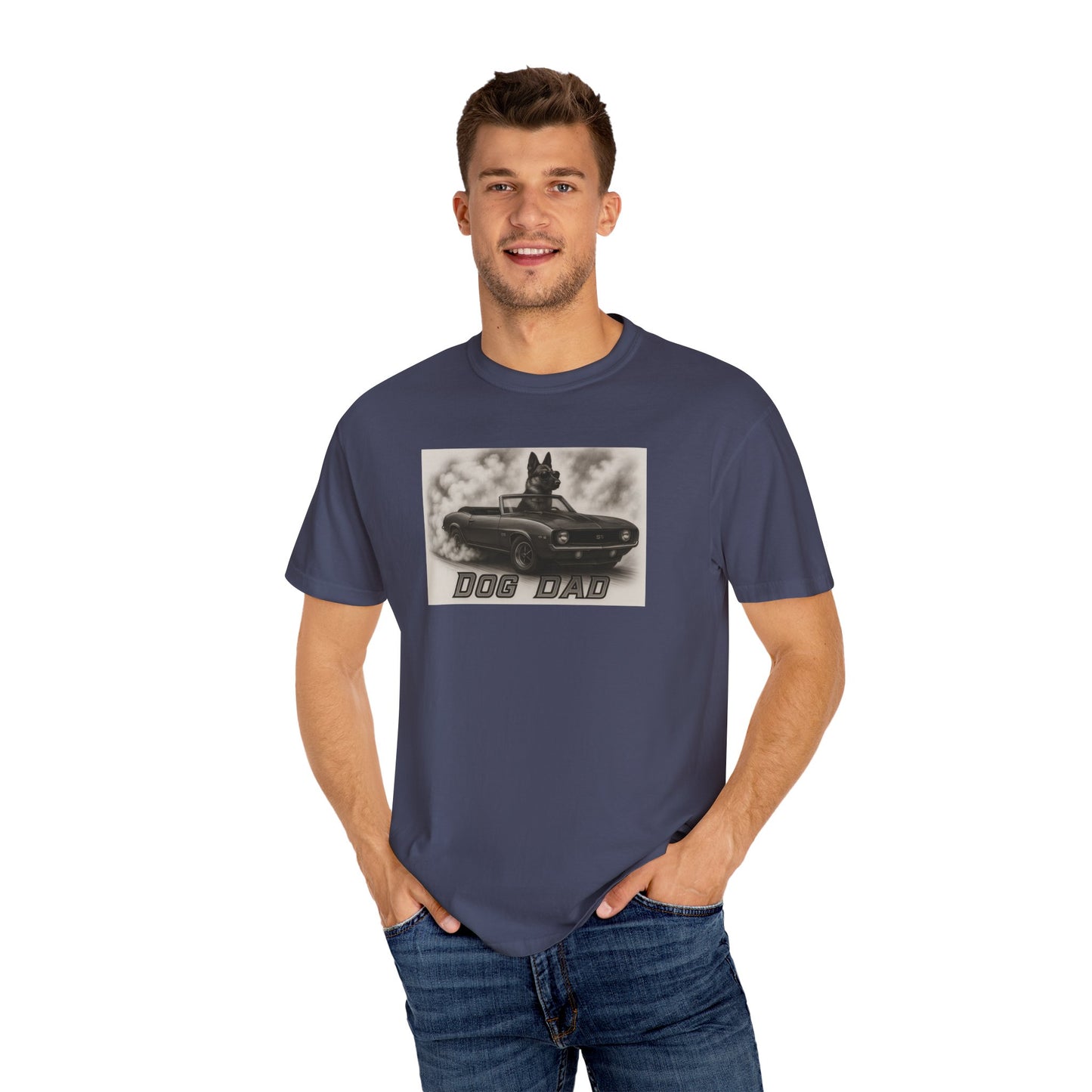 Dog Dad - German Shepard - Cool Dogs in Cool Cars T-Shirt Collection | Funny Dog Lover Apparel for Men