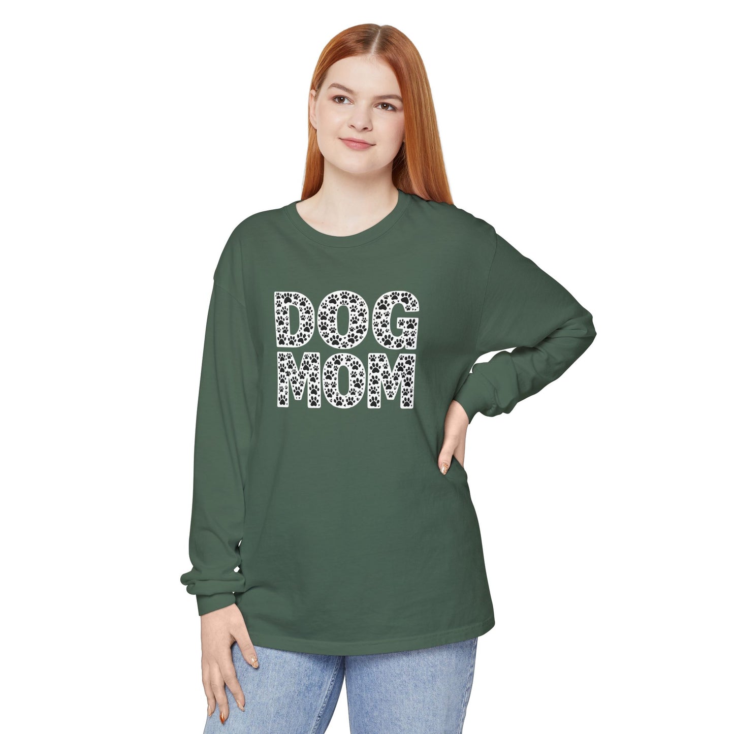 Dog Mom Long Sleeve T-Shirt, Gift for Dog Lovers, Casual Wear, Pet Owner Apparel, Unisex Dog Themed Clothing