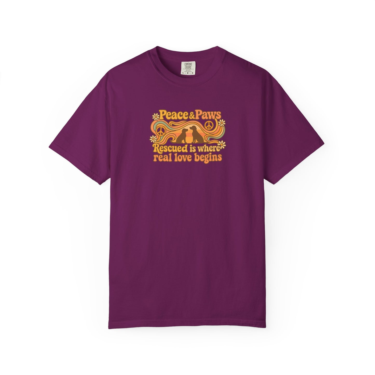 Peace & Paws T-Shirt, Perfect Gift for Couples, Vintage Style Tee, Unisex Casual Wear, Summer Fashion, Statement Shirt