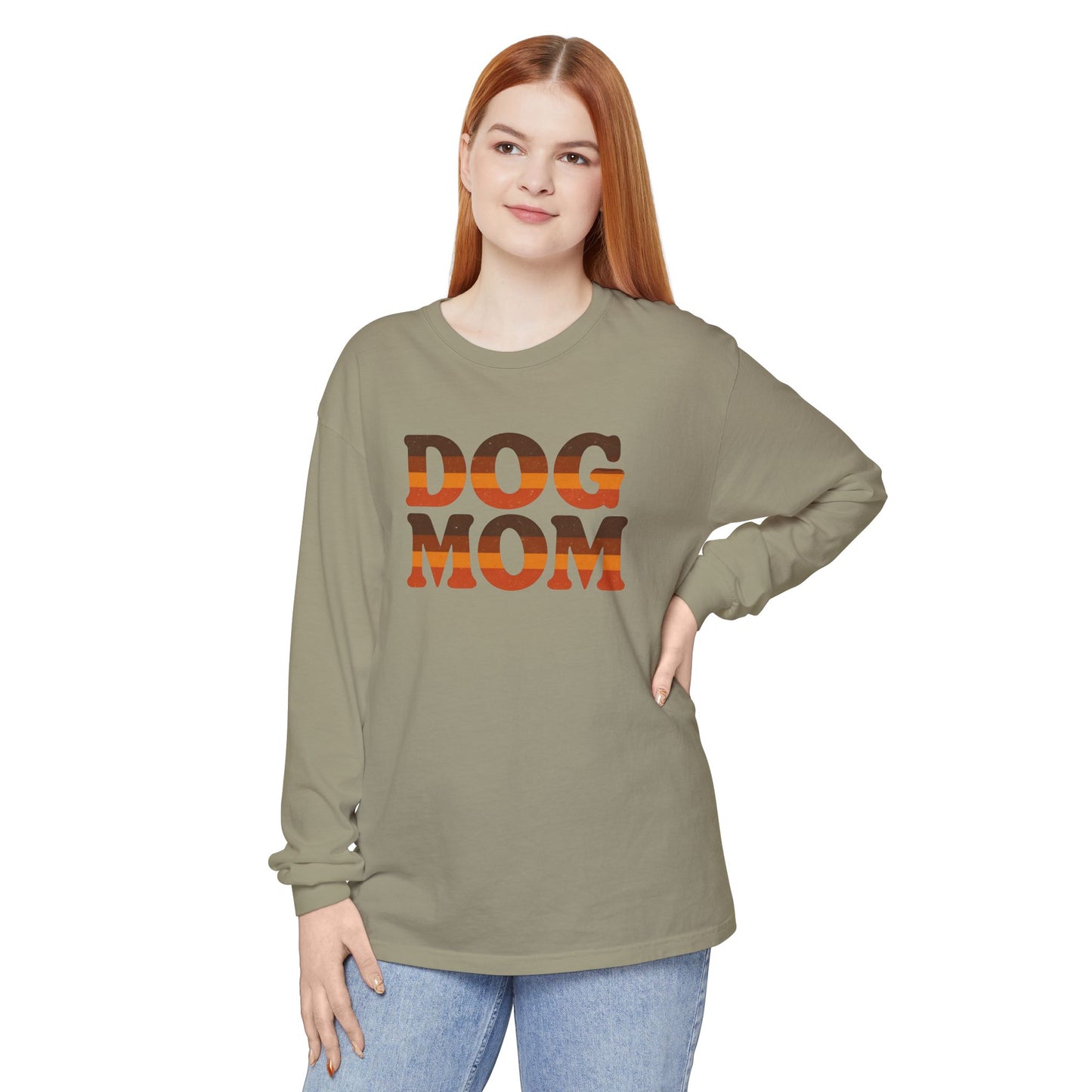 Dog Mom Long Sleeve Tee, Perfect Gift for Dog Lovers, Casual Wear, Pet-Themed Apparel, Great for Birthdays or Holidays