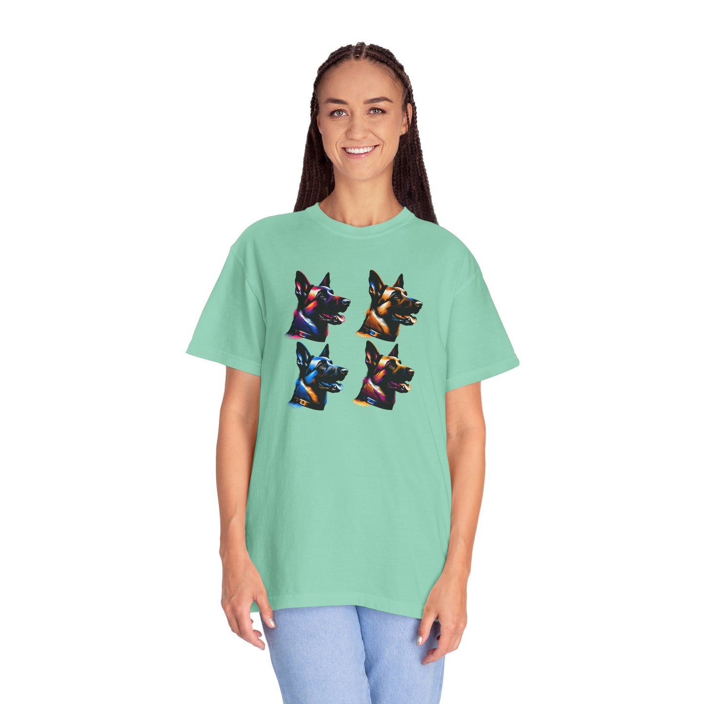 Colorful Belgium Malinois Portrait Unisex Garment-Dyed T-Shirt